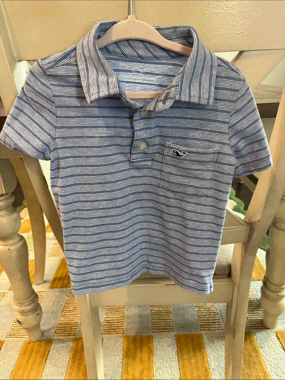 Vineyard Vines Blue and White Striped Polo Shirt